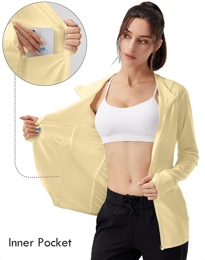 Soothfeel Women's UPF 50+ Sun Protection Hoodie Jacket Lightweight Long Sleeve Sun Shirt for Women with Pocket Hiking Outdoor