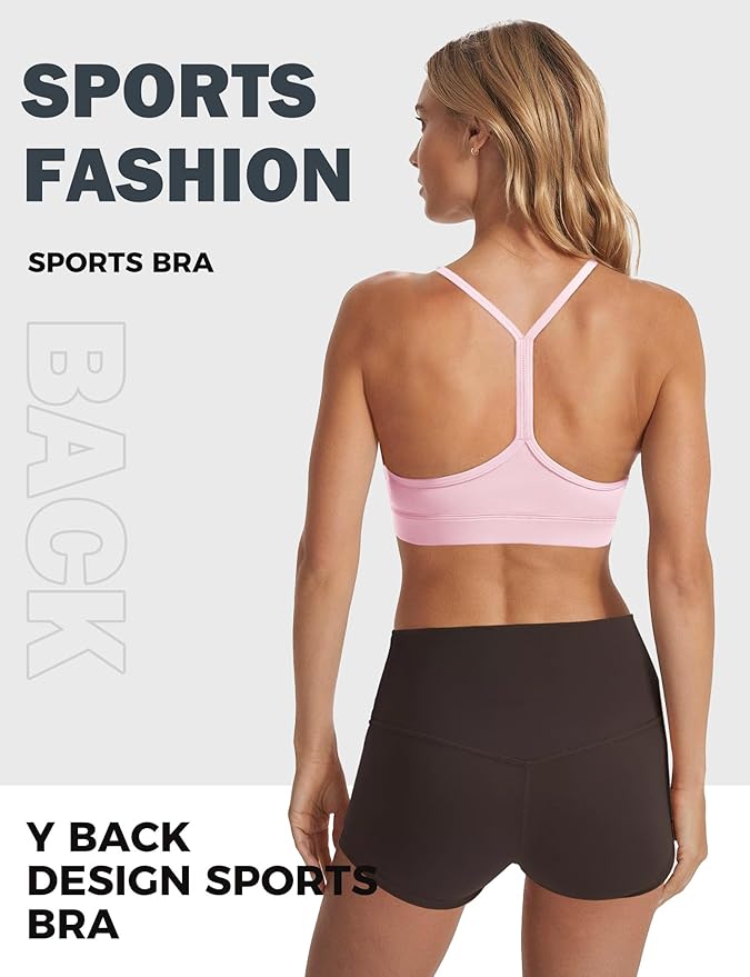 Buauty Sports Bra for Women, Y Back Light Support Workout Bra with Removable Pads for Yoga Pilates Gym