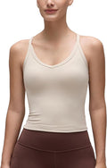 CRZ YOGA Butterluxe Soft Double Lined V Neck Tank Tops for Women - Yoga Casual Camisole Racerback Tight Sleeveless Shirt