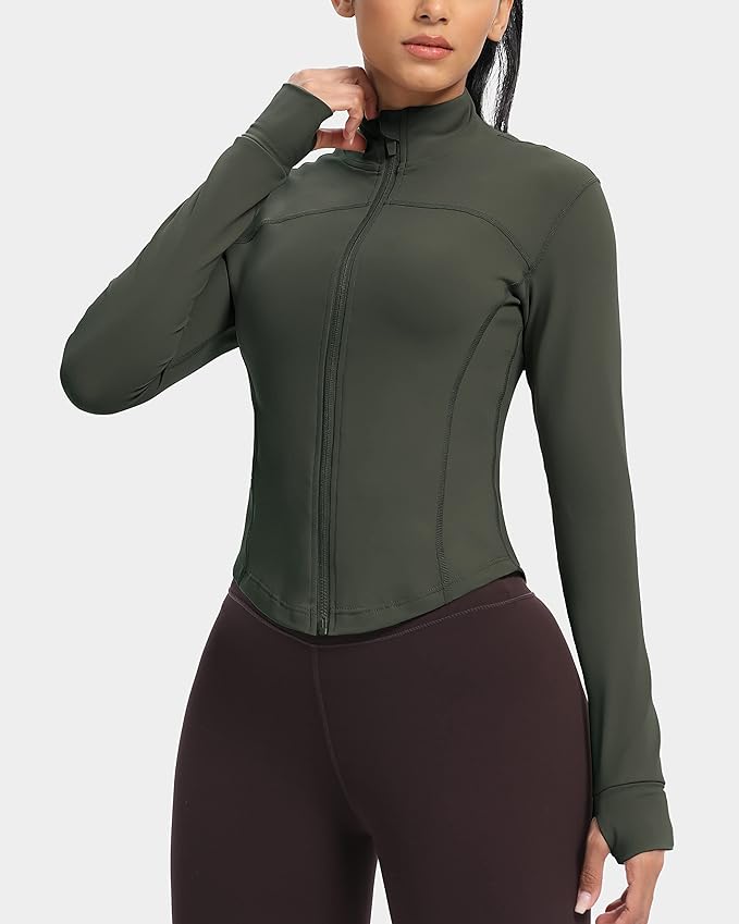 GYM RAINBOW Womens Zip Up Workout Jakcets Lightweight Slim Fit Running Athletic Jackets with Thumb Holes