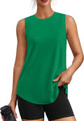PINSPARK Workout Tops for Women Sleeveless Athletic Tank Tops UPF 50+ Running Tanks with Side Slits Loose Fit Gym Yoga Shirt