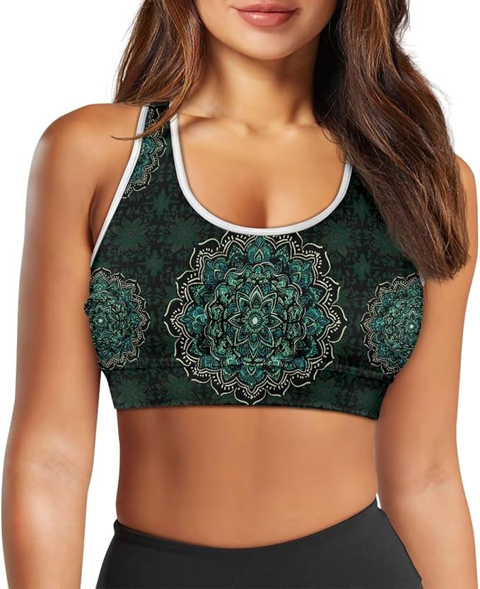 4 Piece Gym Sets Women Racerback Sports Bra with Back Pocket, Matching Flare Yoga Pants And Sweatband