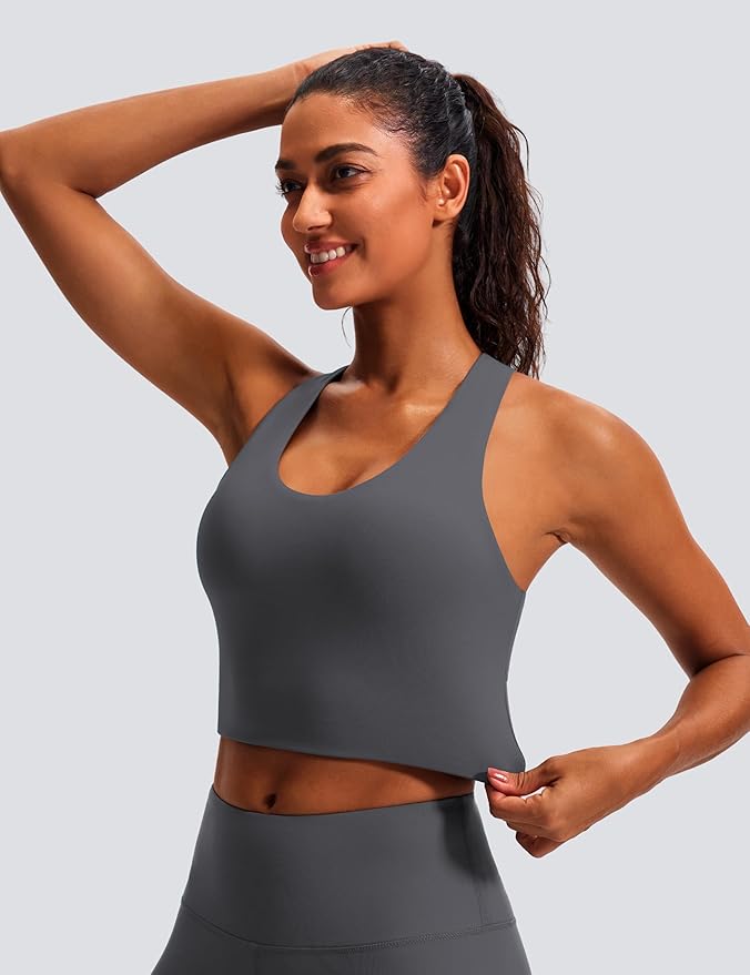Sports Bras for Women Criss-Cross Back Padded Workout Tank Tops Medium Support Crop Tops for Women