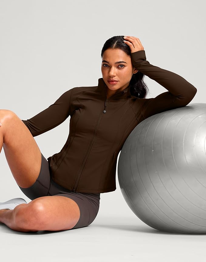 G Gradual Women's Workout Jackets Extended Waist Length Slim Full Zip 4 Pockets Athletic Jacket Spring Running Yoga Clothes