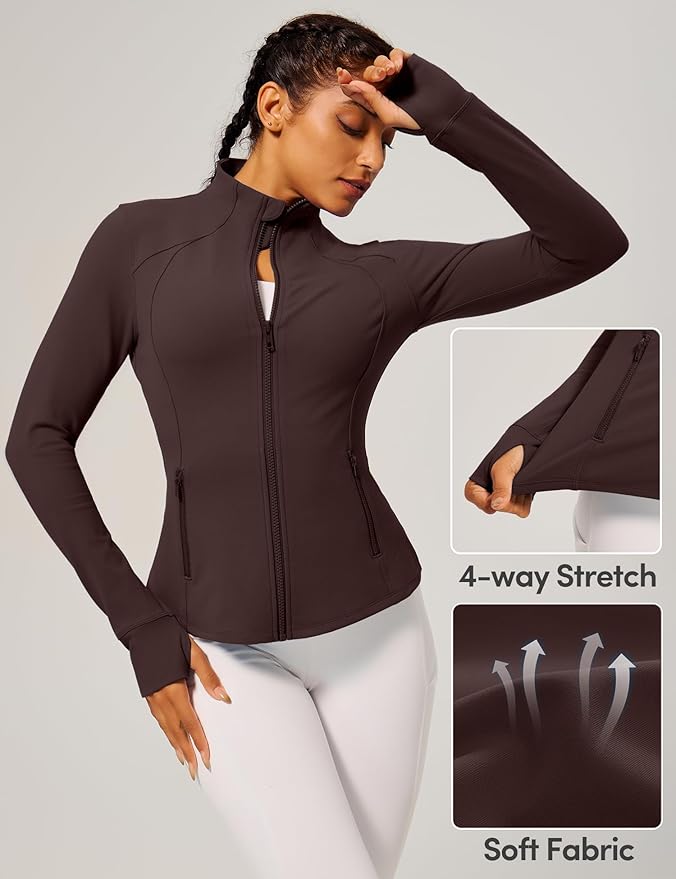 IUGA Women's Workout Jackets BBL Running Athletic Jackets Lightweight Full Zip Up Slim Fit for Women with Thumb Holes
