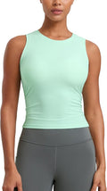 CRZ YOGA Cloudweight Womens Ruched Tank High Neck Workout Fitted Tops Basic Yoga Athletic Sleeveless Shirts
