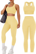 OLCHEE Womens Workout Sets 2 Piece - Acid Wash Seamless Yoga Outfits High Waist Leggings Padded Racerback Sports Bra Gym Set