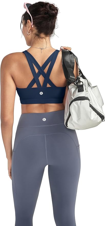 RUNNING GIRL Sports Bras for Women,Padded Strappy Sports Bras Criss-Cross Back Medium Support Sports Bras with Removable Cups