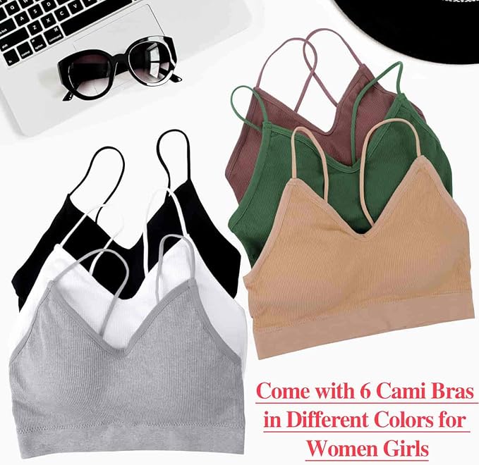 PAXCOO Bras for Women Pack of 6, Bralettes for Women Padded, Sports Bras for Women