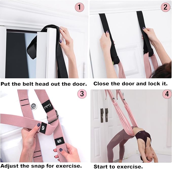 Tchrules Leg Stretcher Strap, Backbend Training Belt with Door Anchor, Flexibility Trainer Stretching Equipment Assist Stretch Strap for Fitness Gymnastics Dance Aerial Yoga Ballet