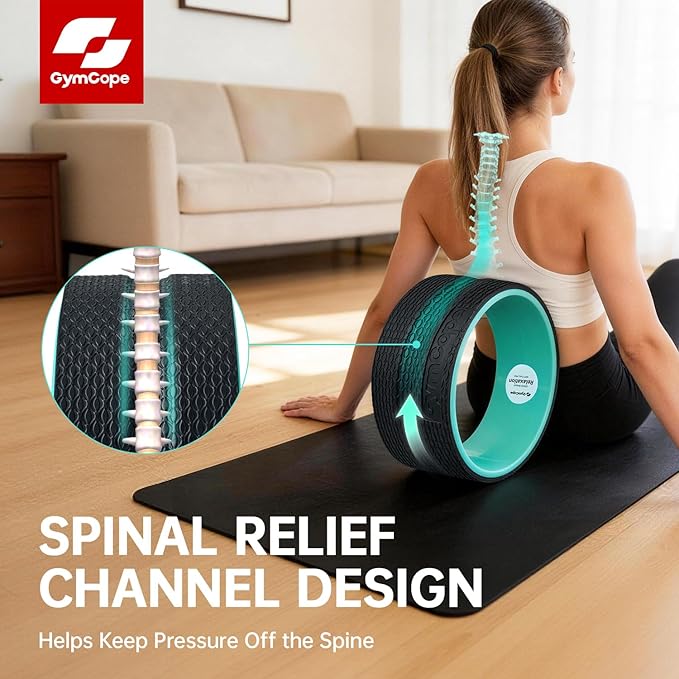 Back Wheel Foam Roller – Targeted Back & Neck Relief, Lumbar Spine Stretcher, Spinal Decompression Stretcher, Massage Roller with Density Foam for Physical Therapy, Supports 500lbs