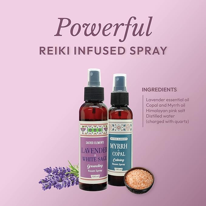 Sacred Element's Myrrh Copal, Lavender & White Sage Auric Room Spray – Pack Of 2 (6.6 oz Each) | Restoring Balance | Harmony | Relax And Unwind Your Senses.