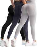CHRLEISURE Workout Leggings Sets for Women, Gym Scrunch Butt Butt Lifting Seamless Leggings 3 Piece