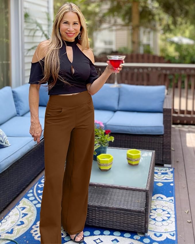 Promover Wide Leg Pants Woman Yoga Pants with Pockets Stretch Loose Casual Lounge Sweatpants Petite/Regular/Tall