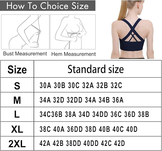 Double Couple Sports Bras for Women Padded High Impact Seamless Criss Cross Back Workout Tops Gym Activewear Bra Large