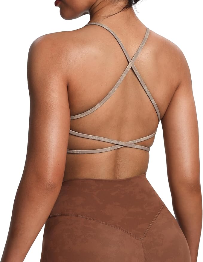 Aoxjox Women's Workout Sports Bras Fitness Trinity Ivy Low Impact Bra Yoga Crop Tank