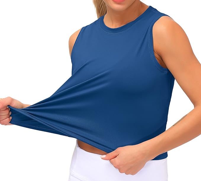 Dragon Fit Womens Ice Silk Workout Tank Tops Sleeveless Cropped Yoga Shirt for Running Gym Summer