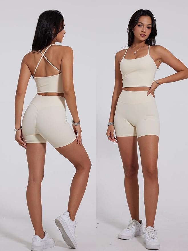 Danysu Sculpt Workout Tank Tops Women Backless Longline Sports Bras Strappy Padded Yoga Top