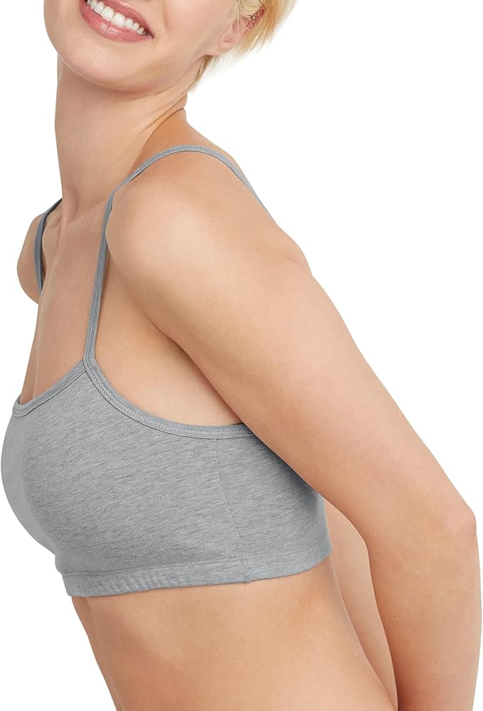 Hanes Women's String Bralette Pack, 3-Pack, Cotton Sports Bralette Bras for Women, Solid or Assorted Wireless Bras