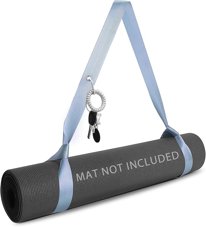 Yoga Mat Strap with Carabiner Clip, Adjustable Carrier for Yoga Mats, Sky Blue [MAT NOT Included]
