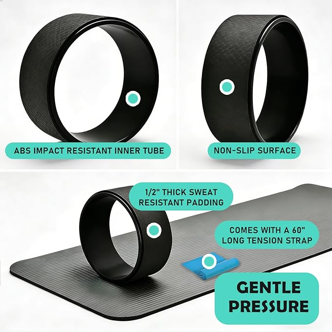 NGT Yoga Wheel 13 inch Yoga Wheel for Back Pain Strongest and Most Comfortable Dharma Yoga Prop Wheel with Free Yoga Bands