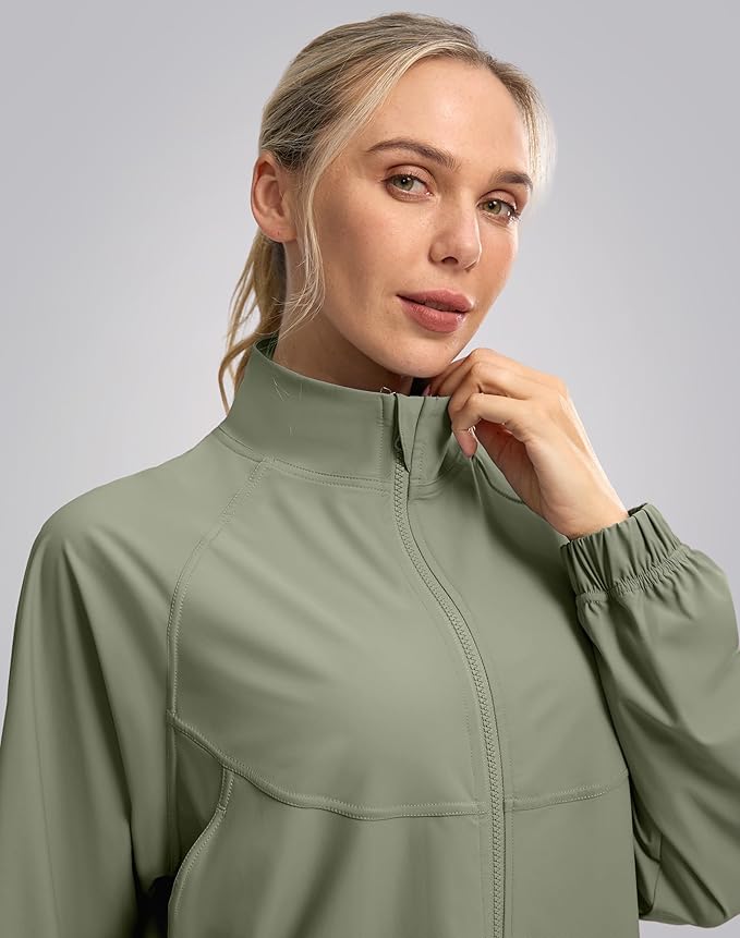 Soothfeel Women's Athletic workout Jacket Lightweight UPF 50+ Long Sleeve Sun Protection Shirts Zip Up Cropped Hiking Tops