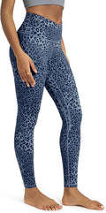 ODODOS Women's Cross Waist Yoga Leggings with Inner Pocket, 23"/25"/28" Gathered Crossover Workout Yoga Pants