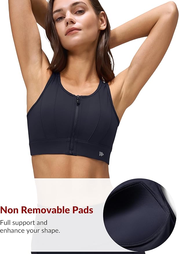 Yvette Front Closure Sports Bras for Women High Support Large Bust Supportive Sports Bra High Impact for Running