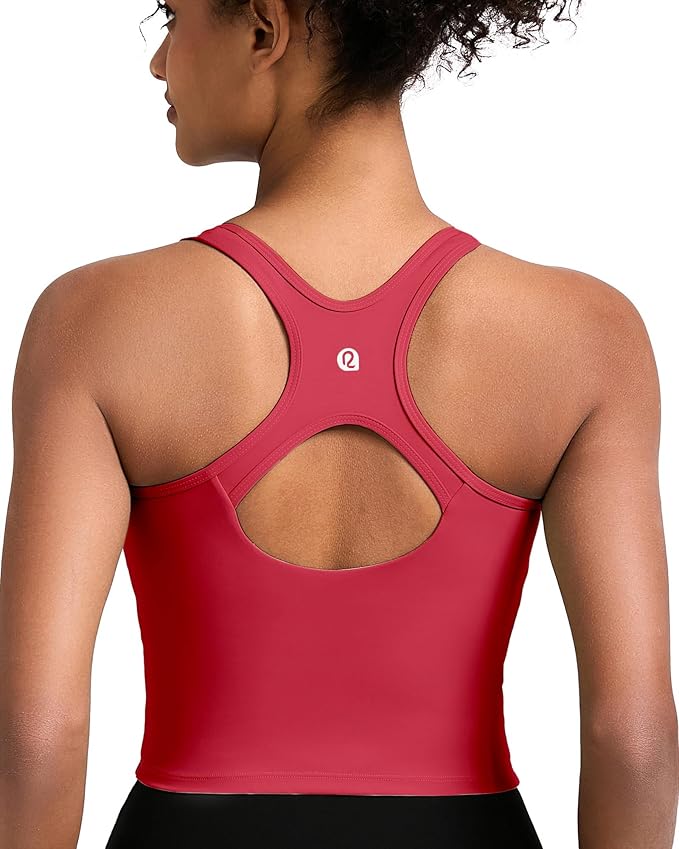 RUNNING GIRL Workout Tank Tops with Built in Bras for Women,Compression Shirt Strappy Back Athletic Yoga Tops