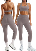 OMKAGI 2 Piece Workout Sets for Women Halter Sports Bras Gym Sets Booty Leggings Outfits