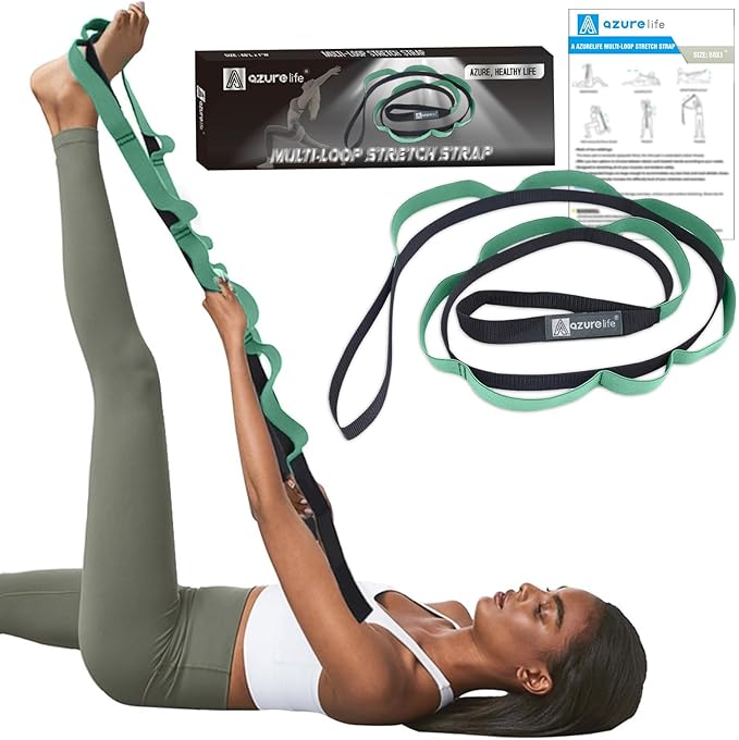 Premium Durable Stretch Straps with Loops, Stretching Strap for Physical Therapy, Multi-Loop Yoga Strap Fitness Exercise Strap for Yoga, Pilates, Dance, Flexibility&Exercise