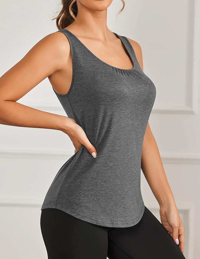 PINSPARK Workout Tops for Women Racerback Tank Tops Sleeveless Athletic Running Shirts Lightweight Yoga Gym Tank,2 Pack S-3XL