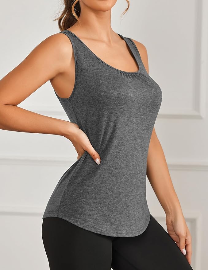 PINSPARK Workout Tops for Women Racerback Tank Tops Sleeveless Athletic Running Shirts Lightweight Yoga Gym Tank,2 Pack S-3XL