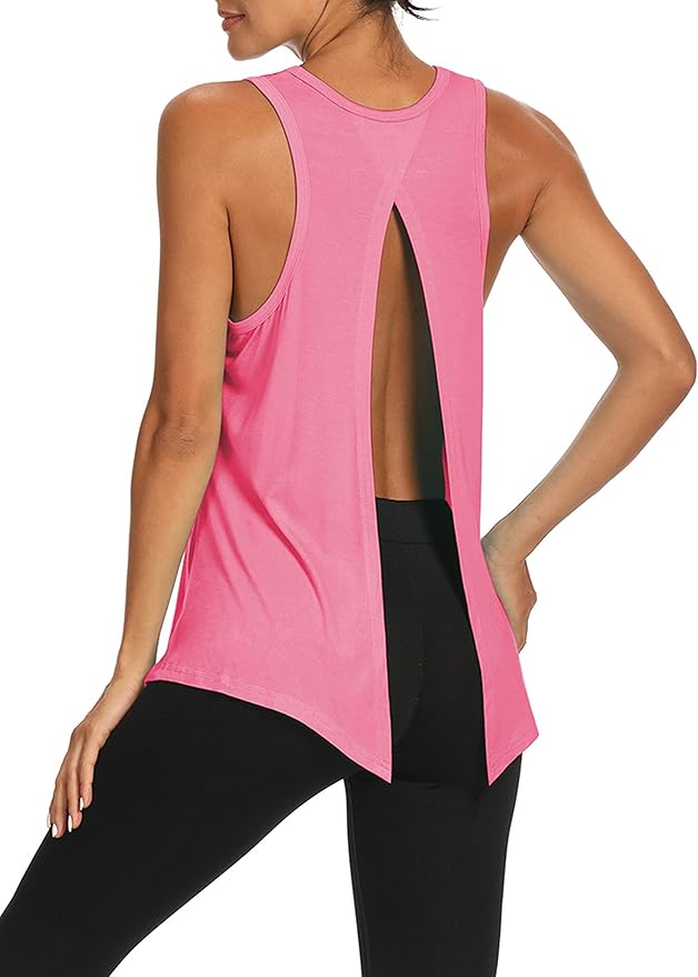Bestisun Workout Tank Tops Open Back Yoga Exercise Shirts Tie Back Athletic Clothes for Women