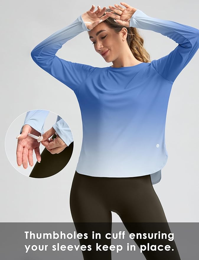 Women's Sun Shirts UPF 50+ Long Sleeve UV Protection Shirt Lightweight Quick Dry Workout Hiking Tops for Women