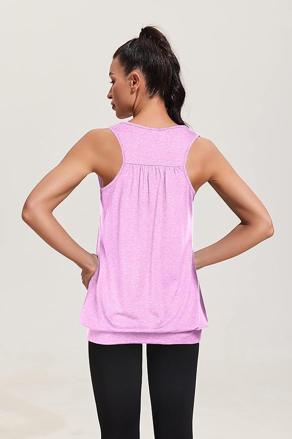 Beyove 3 Pack Banded Bottom Workout Tops for Women Tummy Flattering Yoga Tank Tops Plus Size Racerback Athletic Gym Shirts