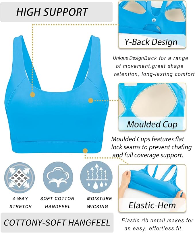 RUNNING GIRL Sports Bra for Women High Support, Molded Cup High Impact Sports Bras for Women with Sewn in Pads