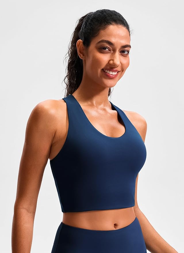 Sports Bras for Women Criss-Cross Back Padded Workout Tank Tops Medium Support Crop Tops for Women