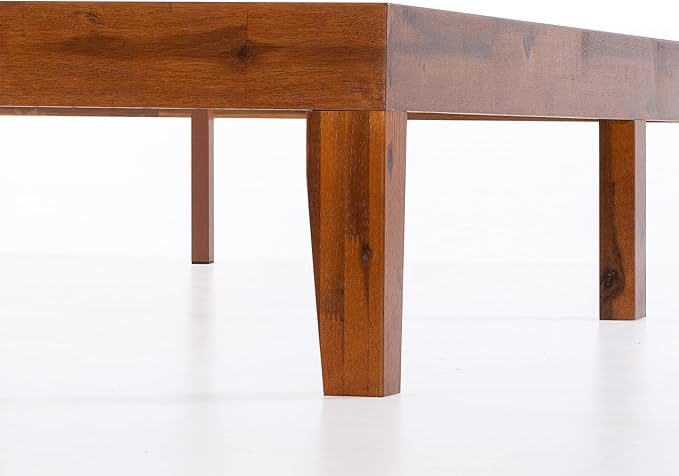 Mellow Naturalista Classic 12 Inch Solid Wood Platform Bed with Wooden Slats, Cal King, Cherry