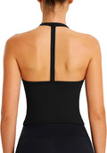 ABOCIW Womens Cross Back Workout Crop Tank with Built in Bra V Neck Longline Sports Bra Gym Shirt Yoga Pilates Top
