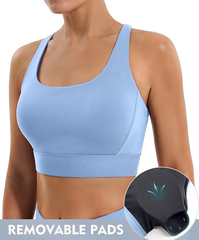 Ewedoos High Support Sports Bras for Women Adjustbale Supportive High Impact Sports Bra Push Up Workout Running Bras
