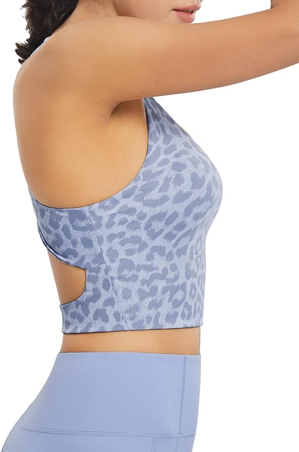 Sports Bras for Women Criss-Cross Back Padded Workout Tank Tops Medium Support Crop Tops for Women