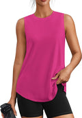 PINSPARK Workout Tops for Women Sleeveless Athletic Tank Tops UPF 50+ Running Tanks with Side Slits Loose Fit Gym Yoga Shirt