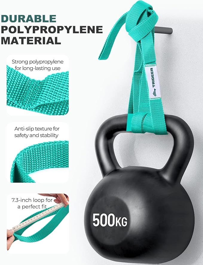 Trideer Stretching Strap with Loops & Leg Lifter, Non-Elastic PT-Style Physical Therapy Strap for Knee Replacement Rehab, Hamstring, Calf & Back Stretcher Mobility, Hip, Shoulder & Yoga