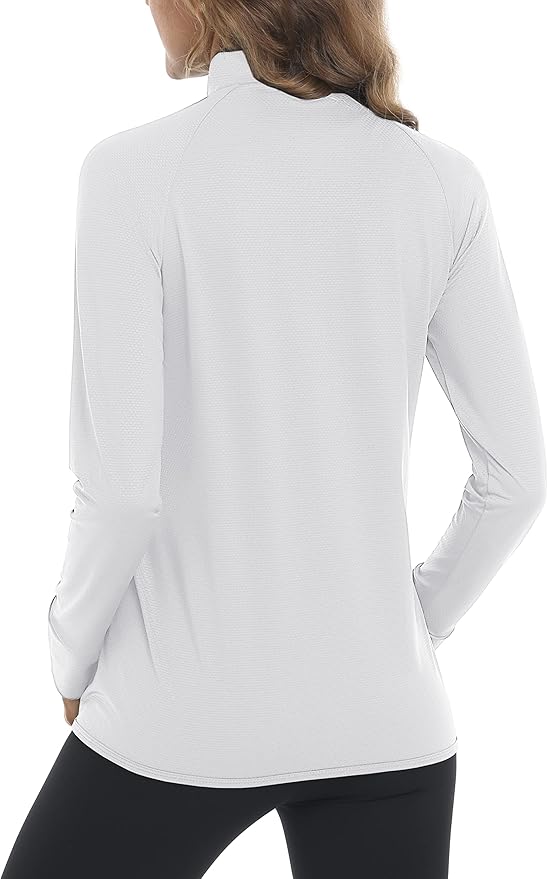 MAGCOMSEN Women's UPF 50+ Lightweight Athletic Jacket Sun Protection Full Zip Long Sleeve Shirts Hiking Outdoor Pockets