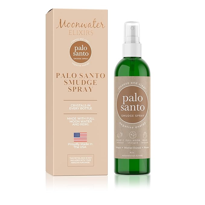 Palo Santo Smudge Spray. Energy Clearing & Aura Cleansing Mist. Reiki-Charged Sacred Spray with Pure Essential Oils for Meditation, Relaxation, Negative Energy Removal, Room & Spiritual Cleansing