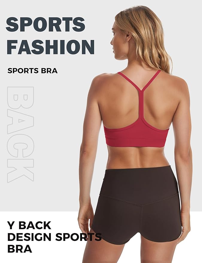Buauty Sports Bra for Women, Y Back Light Support Workout Bra with Removable Pads for Yoga Pilates Gym