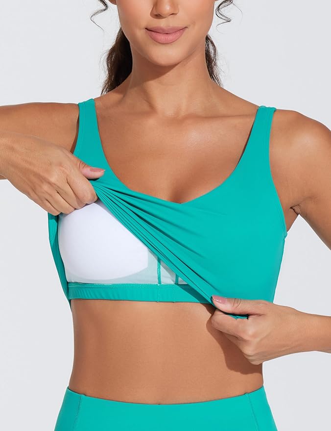 THE GYM PEOPLE Womens' Sports Bra Longline Wirefree Padded with Medium Support
