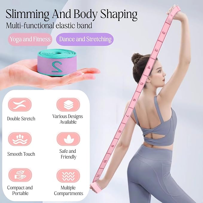 Multi-Loop Stretch Band - Yoga, Pilates, Ballet, and Physical Therapy Stretching Strap for Flexibility, Leg Stretching, and Exercise - Durable Stretching Equipment for Dance and Fitness