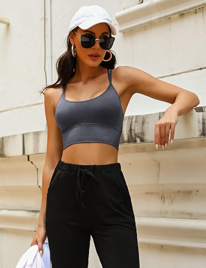 Sykooria 3 Pack Strappy Sports Bra for Women Sexy Crisscross for Yoga Running Athletic Gym Workout Fitness Tank Tops